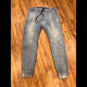 PacSun light wash denim joggers, minimal use